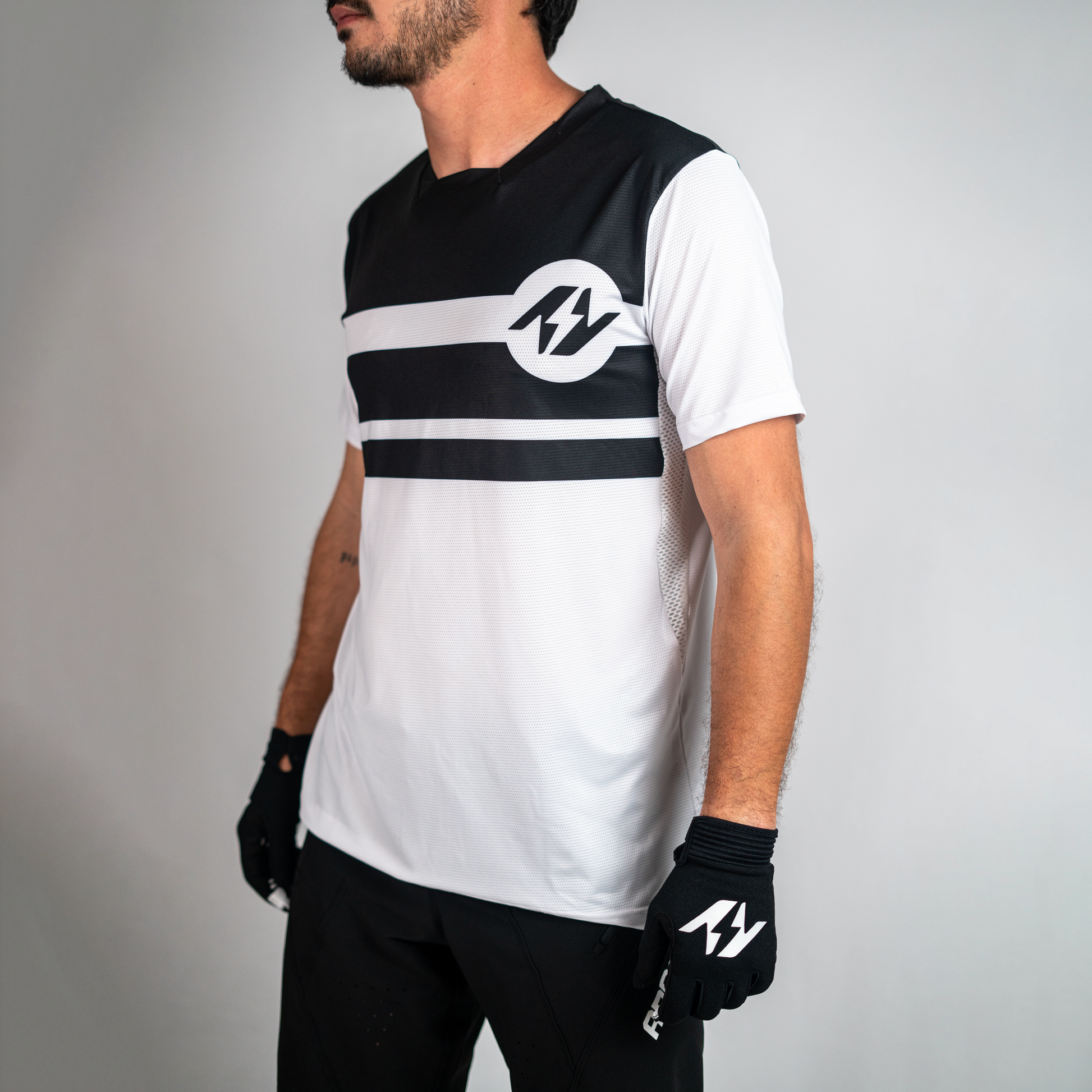 Retro Jersey - White - Short Sleeve - Basis Collection - Lightweight and breathable MTB jersey designed for trail and enduro riding by Andes Valley